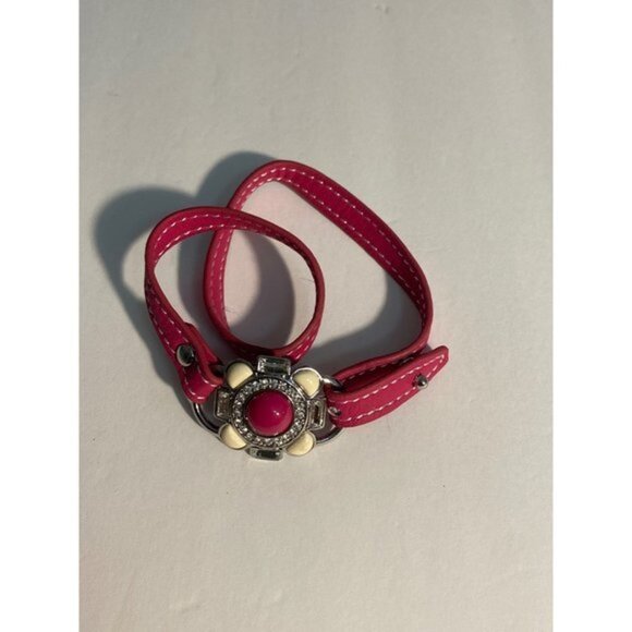 Lia Sophia Pink Leather Wrap Bracelet Adjustable Pink White Flower - Picture 4 of 8